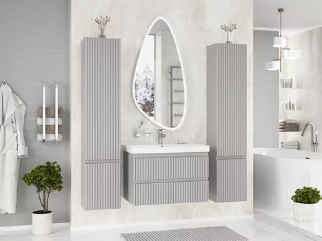 Мебель для ванной комнаты Brevita Victory 80 см подвесная, серый шелк