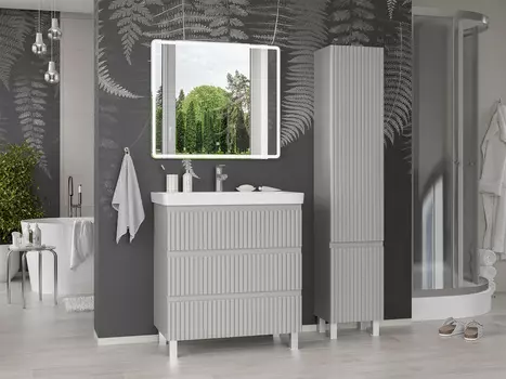 Мебель для ванной комнаты Brevita Victory 80 см напольная, серый шелк