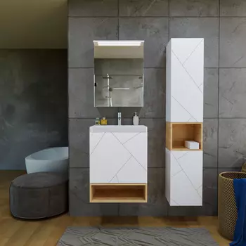 Мебель для ванной комнаты Бриклаер Кристалл 50 см белая