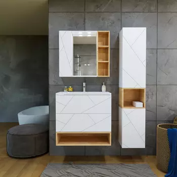 Мебель для ванной комнаты Бриклаер Кристалл 80 см белая