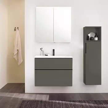 Мебель для ванной комнаты Burgbad Eqio 92 см подвесная, серая глянцевая