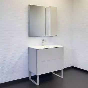 Мебель для ванной комнаты Comforty Бильбао 80 см, серый шелк, напольная