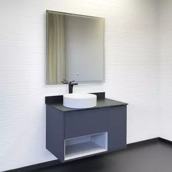 Мебель для ванной комнаты Comforty Джанкой 90 см, антрацит, подвесная, со столешницей