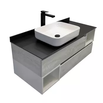 Мебель для ванной комнаты Comforty Прага 120 см, дуб белый, подвесная, со столешницей