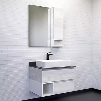 Мебель для ванной комнаты Comforty Прага 75 см, дуб белый, подвесная, со столешницей