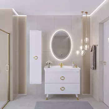 Мебель для ванной комнаты Grossman Атрио 105 см 2 ящика, напольная, белая глянцевая