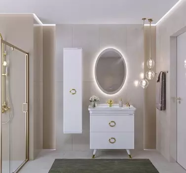 Мебель для ванной комнаты Grossman Атрио 85 см 2 ящика, напольная, белая глянцевая