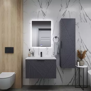 Мебель для ванной комнаты Grossman Блисс 60 см подвесная, графит матовая