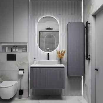 Мебель для ванной комнаты Grossman Кристалл 81 см подвесная, графит