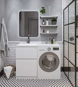 Мебель для ванной комнаты Grossman Марсал 120 см напольная левая, 2 ящика, белая