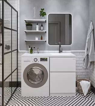 Мебель для ванной комнаты Grossman Марсал 120 см напольная правая, 2 ящика, белая