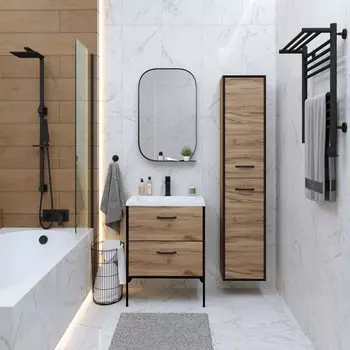 Мебель для ванной комнаты Grossman Неро 65 см напольная, 2 ящика, альпийский дуб