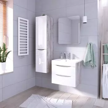 Мебель для ванной комнаты Grossman Талис 60 см подвесная, серая, белая глянцевая