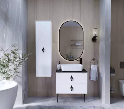 Мебель для ванной комнаты Grossman Вива 70 см 2 ящика, напольная, белая глянцевая