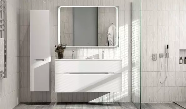 Мебель для ванной комнаты Jorno Modul 122 см белая, 2 ящика