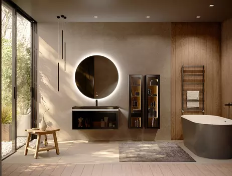 Мебель для ванной комнаты Jorno Notte 100 см подвесная, с подсветкой, антрацит