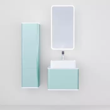 Мебель для ванной комнаты Jorno Pastel 58 см подвесная, бирюзовая