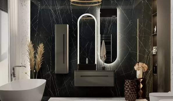 Мебель для ванной комнаты Jorno Shine 100 см подвесная, антрацит