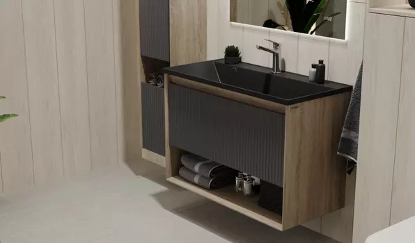 Мебель для ванной комнаты Jorno TOSSONY 90 см дуб самдал, антрацит