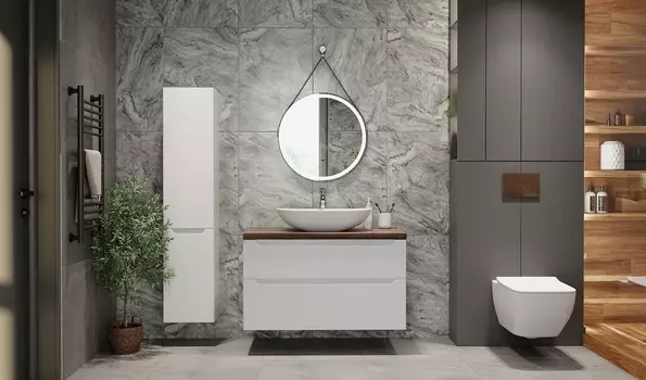 Мебель для ванной комнаты Jorno Wood 100 см подвесная, белая