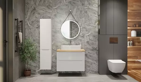 Мебель для ванной комнаты Jorno Wood 80 см подвесная, белая