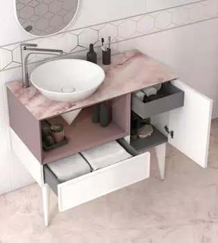 Мебель для ванной комнаты Kerama Marazzi Cono 94 см подвесная, белая, мальва