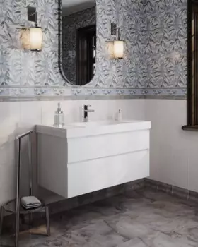 Мебель для ванной комнаты Kerama Marazzi Cubo 70 см подвесная, белая глянцевая