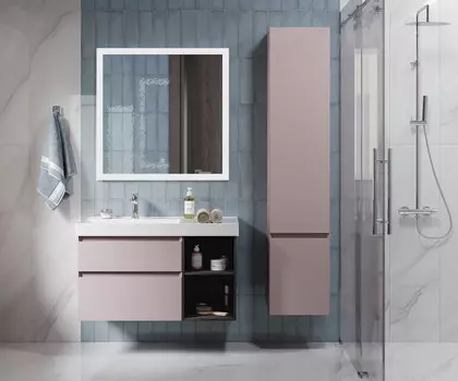 Мебель для ванной комнаты Kerama Marazzi Cubo 90 см подвесная, левая, мальва
