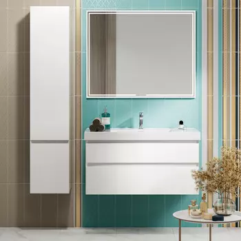 Мебель для ванной комнаты Kerama Marazzi Cubo 100 см подвесная, белая глянцевая