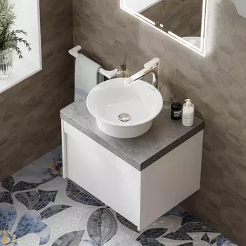 Мебель для ванной комнаты Kerama Marazzi Modula 68 см подвесная, со столешницей, белая глянцевая