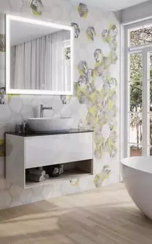 Мебель для ванной комнаты Kerama Marazzi Plaza Modern 100 см подвесная, с 1 ящиком и открытой полкой, белая