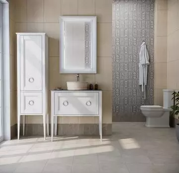 Мебель для ванной комнаты Kerama Marazzi Plaza Classic Neo 80 см напольная, 1 ящик, белая матовая