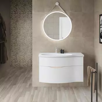 Мебель для ванной комнаты Kerama Marazzi Riva 100 см подвесная левая, 2 ящика, белая матовая
