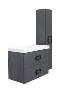 Мебель для ванной комнаты La Fenice Cubo TWIN 80 см, подвесная, 2 ящика, Grigio