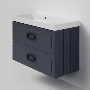 Мебель для ванной комнаты La Fenice Cubo TWIN 100 см, подвесная, 2 ящика, Blu grigio