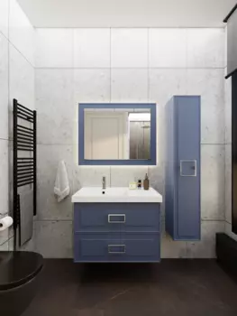 Мебель для ванной комнаты La Fenice Cubo TWIN 90 см, подвесная, 2 ящика, Blu grigio