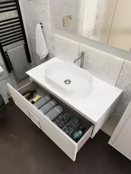 Мебель для ванной комнаты La Fenice Cubo 90 см, подвесная, 1 ящик, Cappuccino