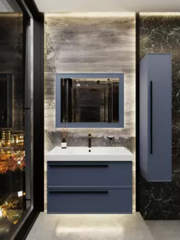 Мебель для ванной комнаты La Fenice Elba TWIN 80 см, подвесная, 2 ящика, Blu grigio