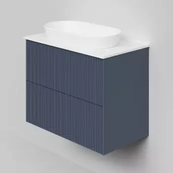 Мебель для ванной комнаты La Fenice Terra TWIN 80 см, подвесная, 2 ящика, Blu grigio