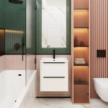 Мебель для ванной комнаты La Fenice Tessoro 60 см, подвесная, 2 ящика, платиновый белый