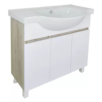 Мебель для ванной комнаты Loranto Глория 80 см напольная, белая, дуб кантри