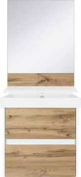 Мебель для ванной комнаты Misty Адриана 90 см подвесная, белая, светлое дерево