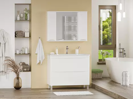 Мебель для ванной комнаты Misty Атлантик 100 см напольная, белая