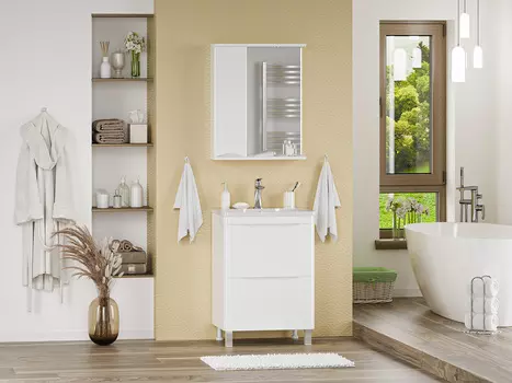 Мебель для ванной комнаты Misty Атлантик 60 см напольная, белая