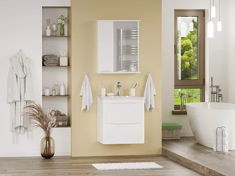 Мебель для ванной комнаты Misty Атлантик 60 см подвесная, белая