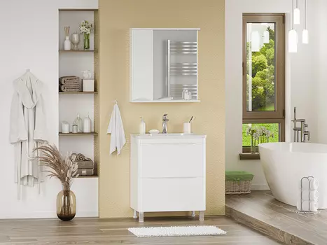 Мебель для ванной комнаты Misty Атлантик 71 см напольная, белая