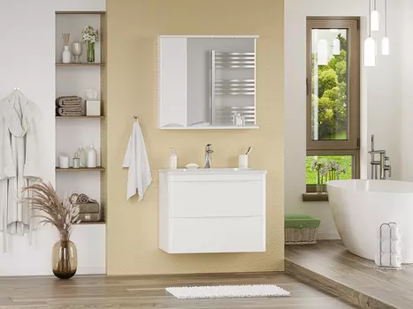 Мебель для ванной комнаты Misty Атлантик 80 см подвесная, белая