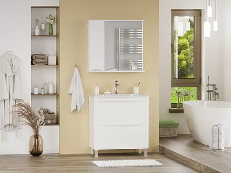 Мебель для ванной комнаты Misty Атлантик 80 см напольная, белая