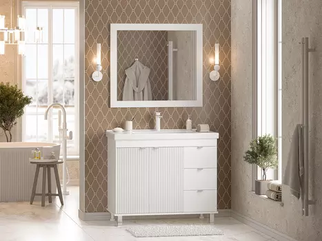 Мебель для ванной комнаты Misty Аврора 100 см напольная, белая