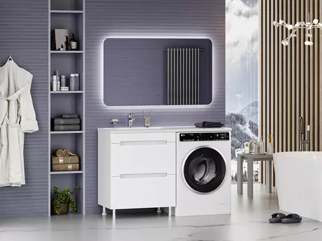 Мебель для ванной комнаты Misty Байкал 130 см напольная, белая